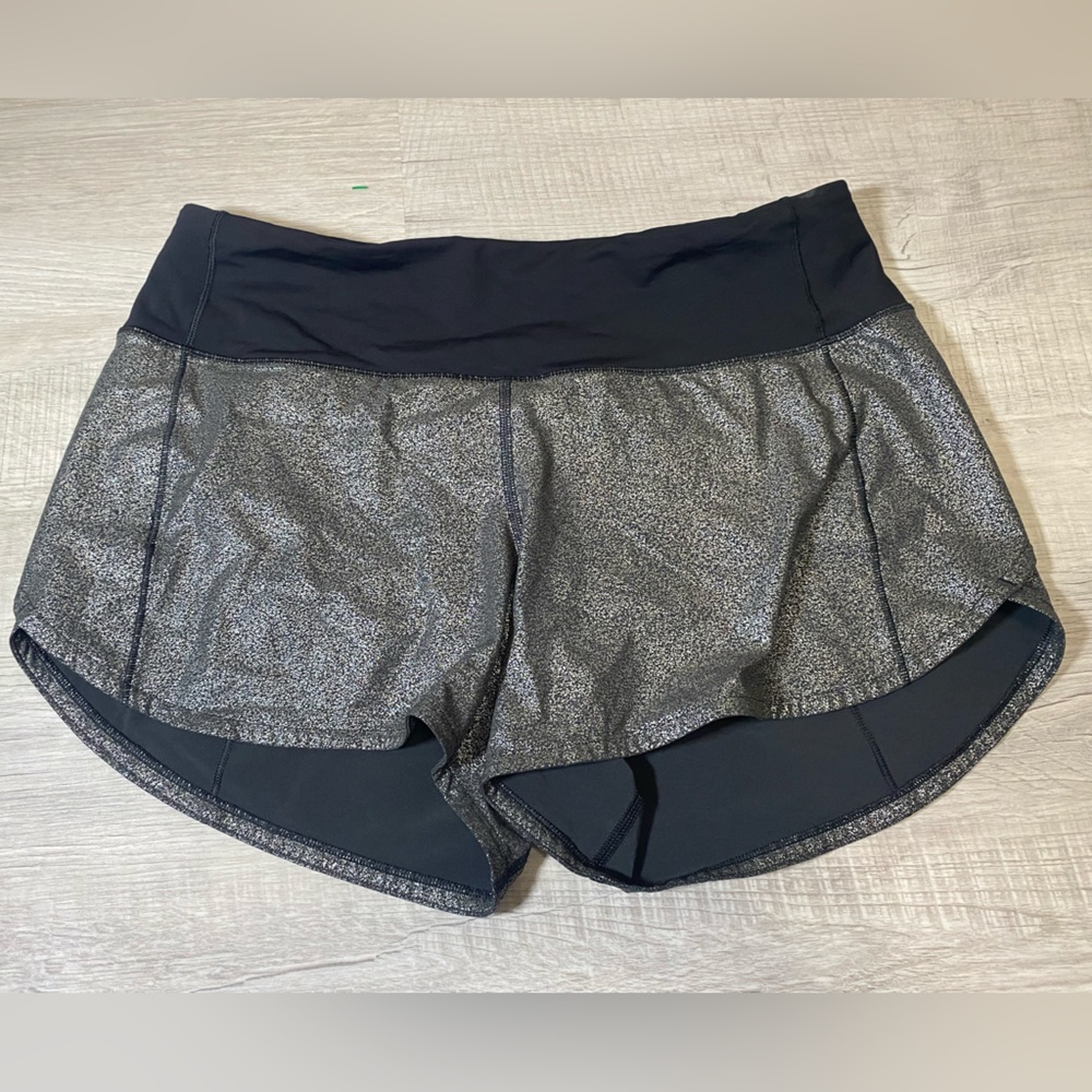 lululemon athletica Women's Black and Silver Athletic Shorts